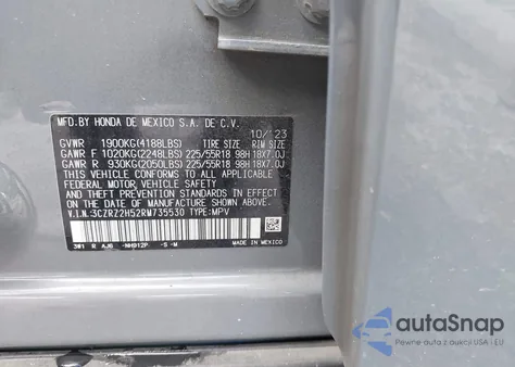 2024 Honda Hr-V Awd Sport/Awd Sport W/O Bsi from USA, damaged, VIN 3CZRZ2H52RM735530